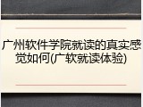 广州软件学院就读的真实感觉如何(广软就读体验)