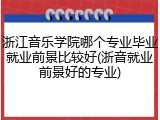浙江音乐学院哪个专业毕业就业前景比较好(浙音就业前景好的专业)
