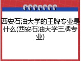 西安石油大学的王牌专业是什么(西安石油大学王牌专业)