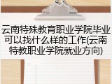 云南特殊教育职业学院毕业可以找什么样的工作(云南特教职业学院就业方向)