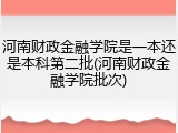 河南财政金融学院是一本还是本科第二批(河南财政金融学院批次)