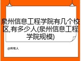 泉州信息工程学院有几个校区,有多少人(泉州信息工程学院规模)