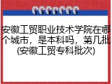 安徽工贸职业技术学院在哪个城市，是本科吗，第几批(安徽工贸专科批次)