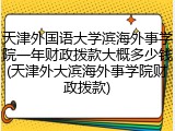 天津外国语大学滨海外事学院一年财政拨款大概多少钱(天津外大滨海外事学院财政拨款)
