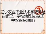 辽宁农业职业技术学院地址在哪里，学校地理位置(辽宁农职院地址)