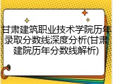 甘肃建筑职业技术学院历年录取分数线深度分析(甘肃建院历年分数线解析)