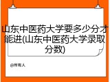 山东中医药大学要多少分才能进(山东中医药大学录取分数)