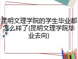 昆明文理学院的学生毕业都怎么样了(昆明文理学院毕业去向)