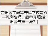 益阳医学高等专科学校是双一流高校吗，简单介绍(益阳医专双一流？)
