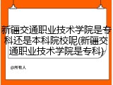 新疆交通职业技术学院是专科还是本科院校呢(新疆交通职业技术学院是专科)