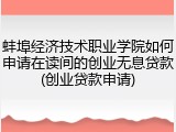 蚌埠经济技术职业学院如何申请在读间的创业无息贷款(创业贷款申请)