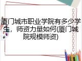 厦门城市职业学院有多少学生，师资力量如何(厦门城院规模师资)