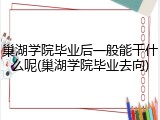 巢湖学院毕业后一般能干什么呢(巢湖学院毕业去向)
