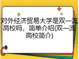 对外经济贸易大学是双一流高校吗，简单介绍(双一流高校简介)