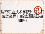 哈密职业技术学院如何，口碑怎么样？(哈密职院口碑如何)