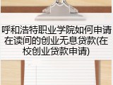 呼和浩特职业学院如何申请在读间的创业无息贷款(在校创业贷款申请)