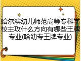 哈尔滨幼儿师范高等专科学校主攻什么方向有哪些王牌专业(哈幼专王牌专业)