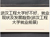 武汉工程大学好不好，就业现状及发展趋势(武汉工程大学就业前景)
