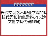 长沙文创艺术职业学院的院校代码和邮编是多少(长沙文创学院代码邮编)