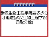 武汉生物工程学院要多少分才能进(武汉生物工程学院录取分数)