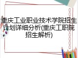 重庆工业职业技术学院招生计划详细分析(重庆工职院招生解析)