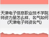 天津电子信息职业技术学院师资力量怎么样，名气如何(天津电子师资名气)
