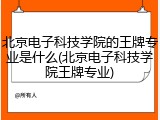 北京电子科技学院的王牌专业是什么(北京电子科技学院王牌专业)