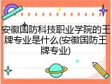安徽国防科技职业学院的王牌专业是什么(安徽国防王牌专业)