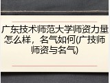 广东技术师范大学师资力量怎么样，名气如何(广技师师资与名气)