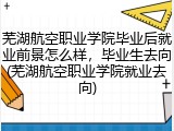 芜湖航空职业学院毕业后就业前景怎么样，毕业生去向(芜湖航空职业学院就业去向)