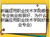 新疆应用职业技术学院哪些专业就业前景好，为什么(新疆应用职业技术学院好就业专业)