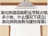 湖北铁道运输职业学院占地多少亩，什么情况下成立(湖北铁院亩数与建校背景)