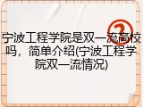 宁波工程学院是双一流高校吗，简单介绍(宁波工程学院双一流情况)
