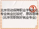 北京劳动保障职业学院什么专业就业比较好，原因是啥(北京劳职院好就业专业)