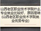 山西老区职业技术学院什么专业就业比较好，原因是啥(山西老区职业技术学院就业优势专业)