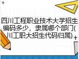 四川工程职业技术大学招生编码多少，隶属哪个部门(川工职大招生代码归属)
