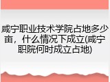 咸宁职业技术学院占地多少亩，什么情况下成立(咸宁职院何时成立占地)