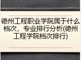 德州工程职业学院属于什么档次，专业排行分析(德州工程学院档次排行)