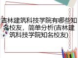 吉林建筑科技学院有哪些知名校友，简单分析(吉林建筑科技学院知名校友)