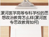漯河医学高等专科学校的思想政治教育怎么样(漯河医专思政教育如何)