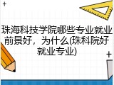 珠海科技学院哪些专业就业前景好，为什么(珠科院好就业专业)
