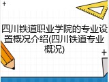 四川铁道职业学院的专业设置概况介绍(四川铁道专业概况)