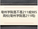 亳州学院是不是211或985高校(亳州学院是211吗)