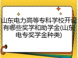 山东电力高等专科学校开设有哪些奖学和助学金(山东电专奖学金种类)