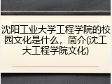 沈阳工业大学工程学院的校园文化是什么，简介(沈工大工程学院文化)