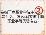 安徽工商职业学院主攻方向是什么，怎么样(安徽工商职业学院优势专业)