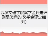 武汉文理学院奖学金评定细则是怎样的(奖学金评定细则)