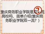重庆商务职业学院是双一流高校吗，简单介绍(重庆商务职业学院双一流？)