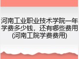 河南工业职业技术学院一年学费多少钱，还有哪些费用(河南工院学费费用)