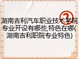 湖南吉利汽车职业技术学院专业开设有哪些,特色在哪(湖南吉利职院专业特色)